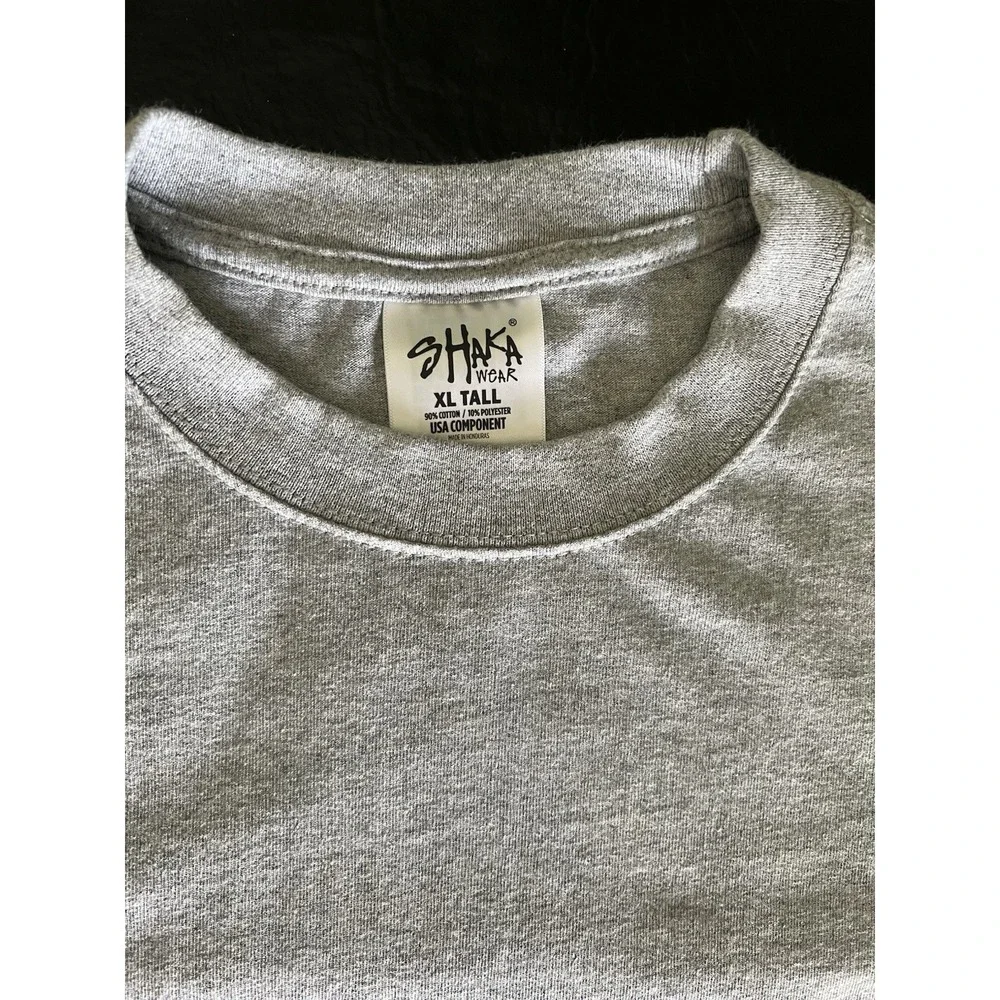 Shaka Wear T-Shirt Super Max Heavyweight Mens XL Tall Grey Short Sleeve